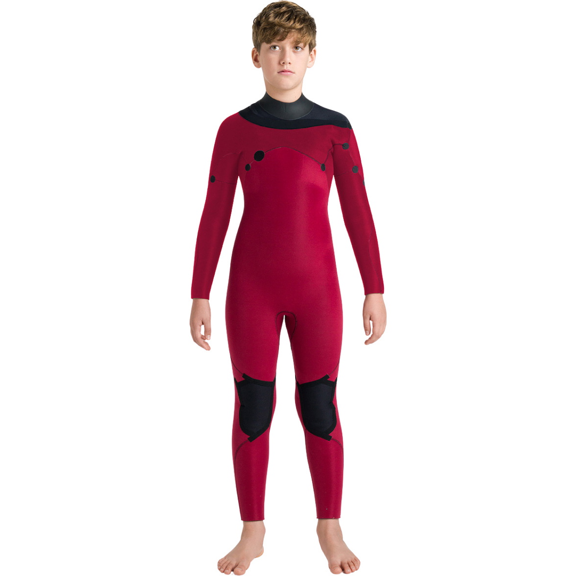 2026 C-Skins Junior Nuwave Session 5/4mm Chest Zip Wetsuit CSE54JC - Legion Blue / Black / Red